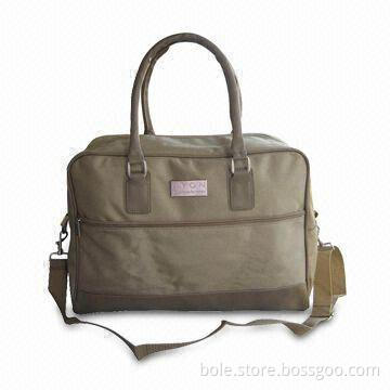 1680D Duffel Bag with Metal Badge Logo, PU Decoration at Bottom, PU Handle and Piping